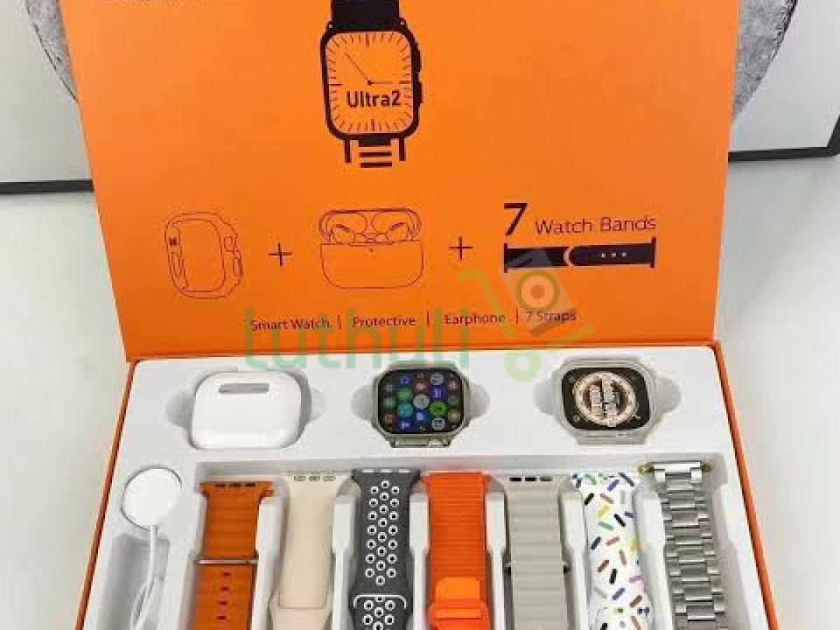Ultra 2 Smartwatch Set with 7 Straps, AirPods