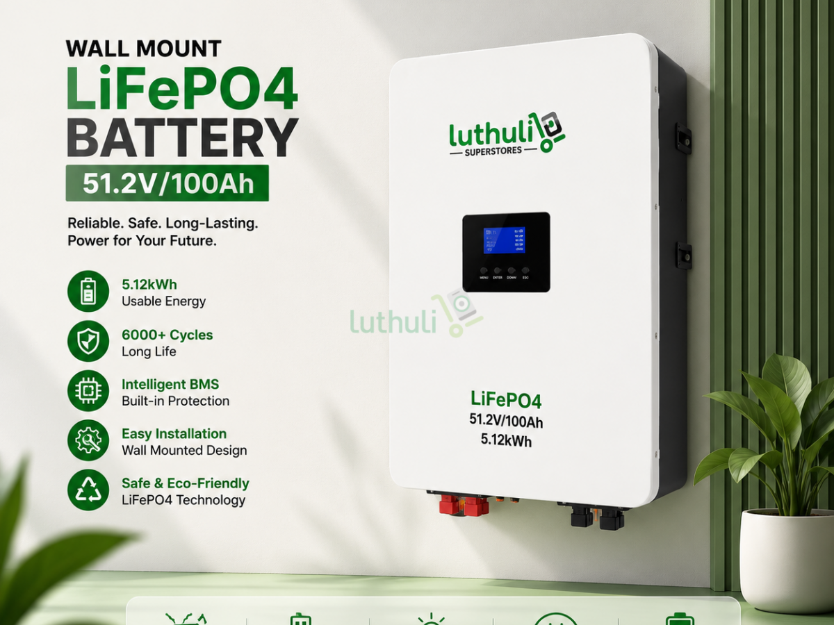 Wall Mount LiFePo4 Battery, 51.2V/100Ah