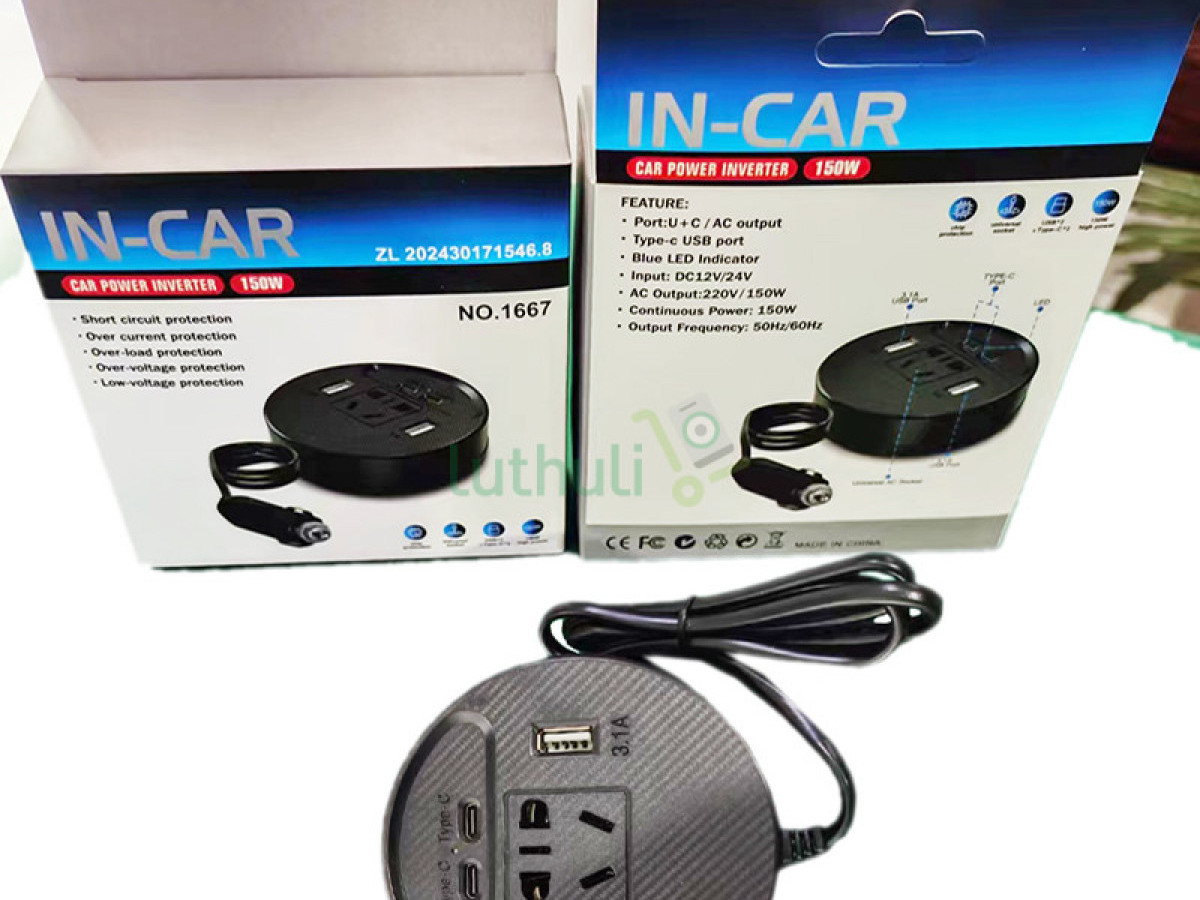 150W Power Inverter Car Charger DC to AC