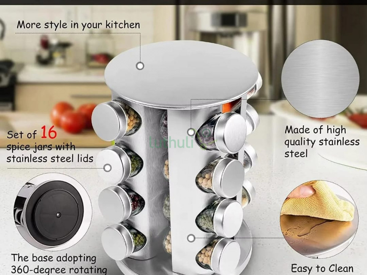 16pc Spices And Herbs Rotating Rack Organizer