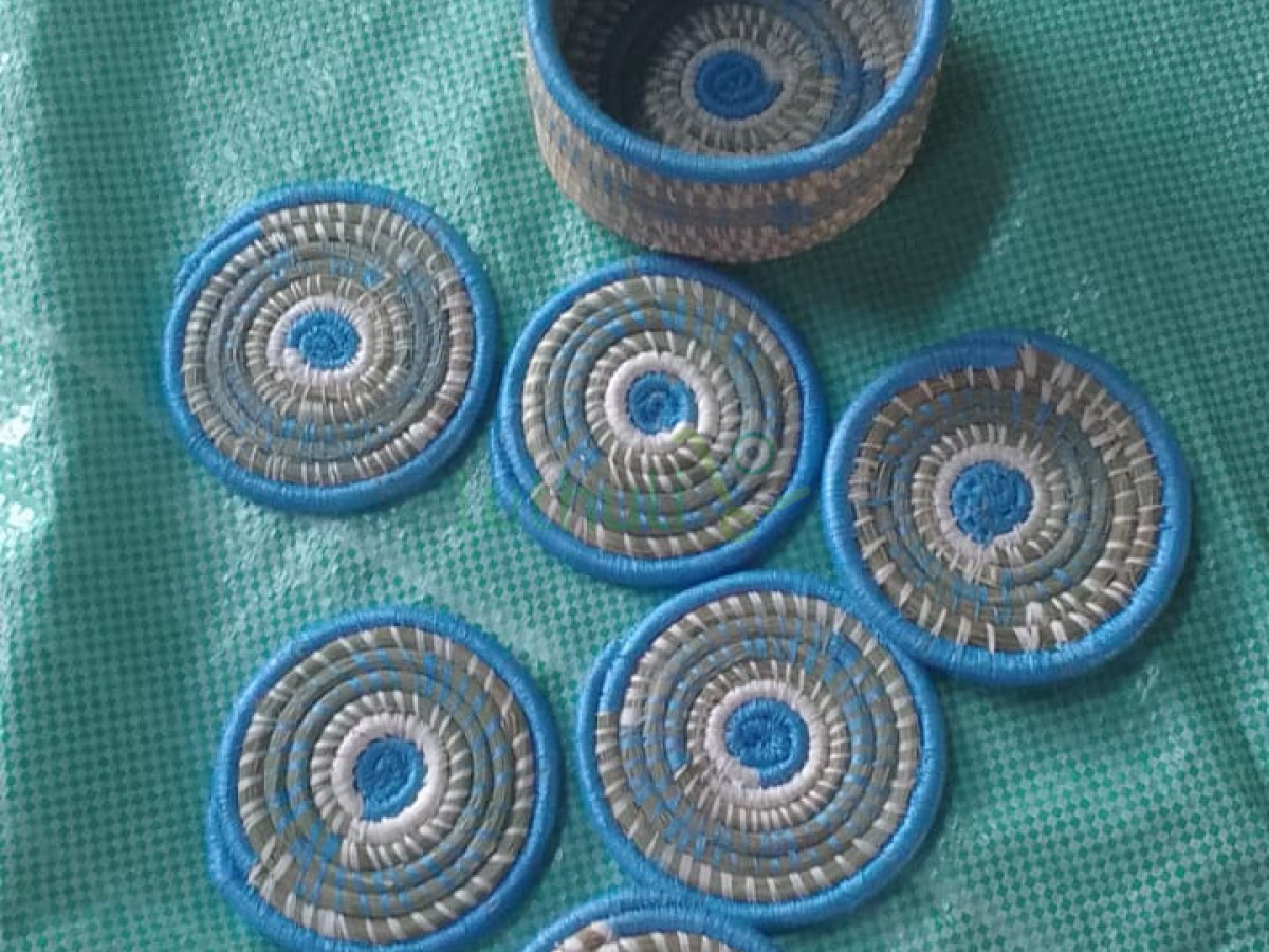 Handwoven Coaster Set with Storage Holder