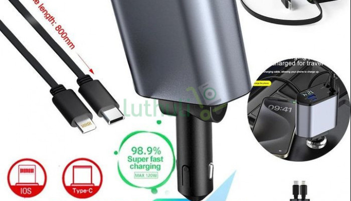 120W Retractable Car  4-in-1 Fast Charger