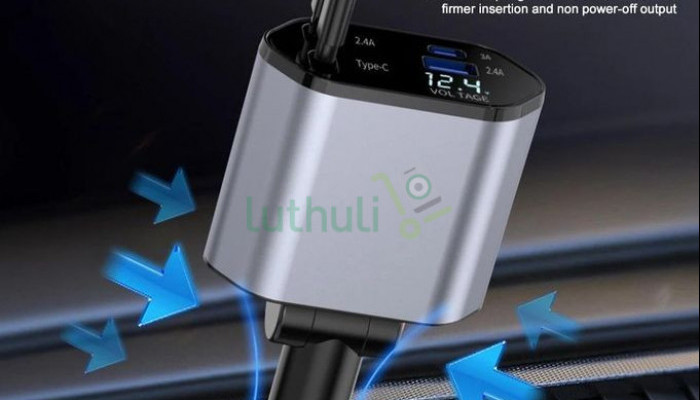 Universal Retractable Car Charging Adapter with Cable