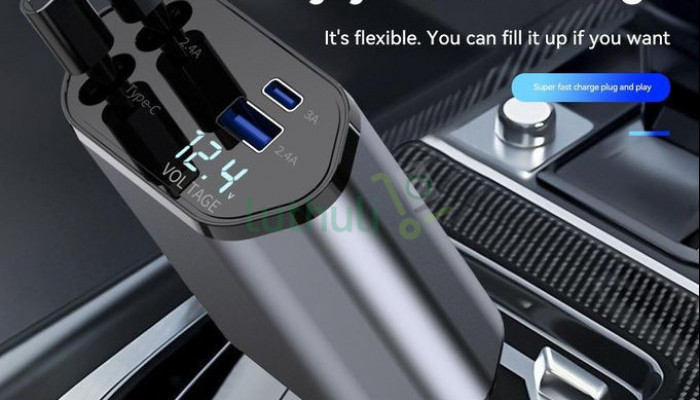 4in1 Usb 120w Retractable Car Charger