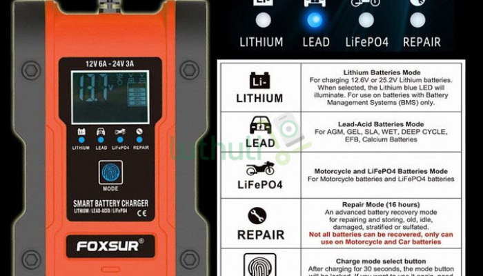 Automatic Smart 12V 24V Battery Charger