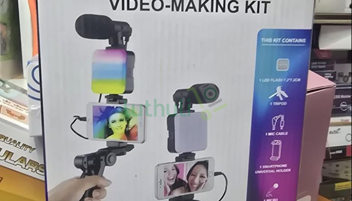 AY49 RGB Vlogging Kit - LED Light,Tripod,Microphone,Phone Holder