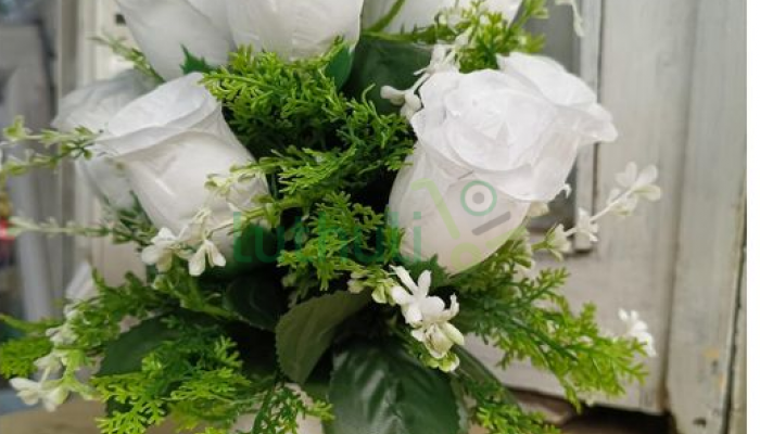 Artificial flower-Table top white roses